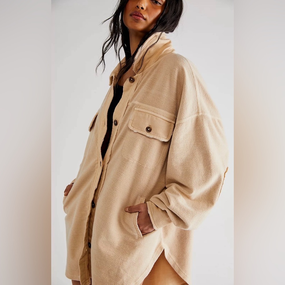 FREE PEOPLE Ruby Shacket in Creamy Champagne Dreams | Size Medium - Picture 7 of 7